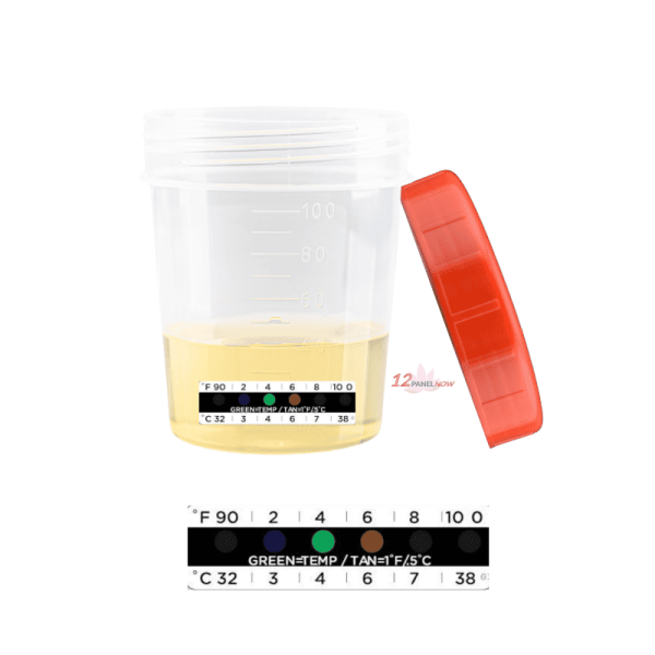 urine collection specimen cup with temperature strip